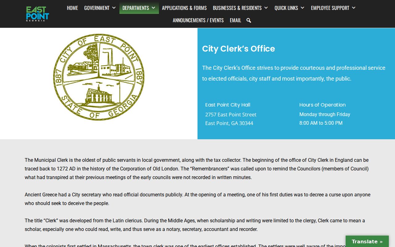 East Point people search City Clerk records page